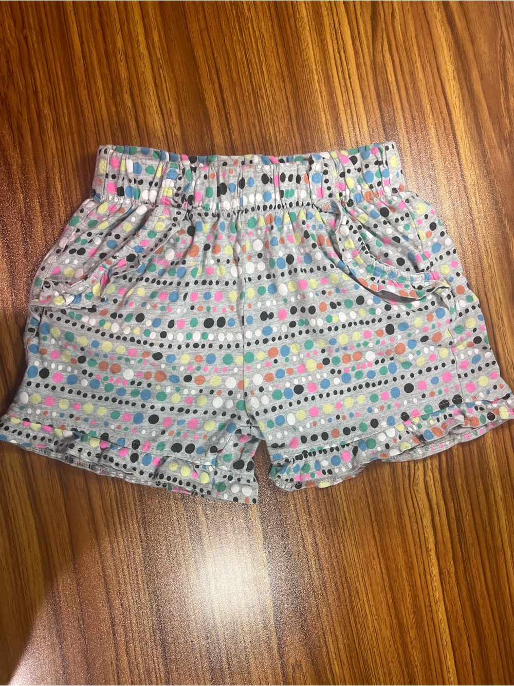 Girls Polka Dot Shorts - Multicolor Dots on Light Gray